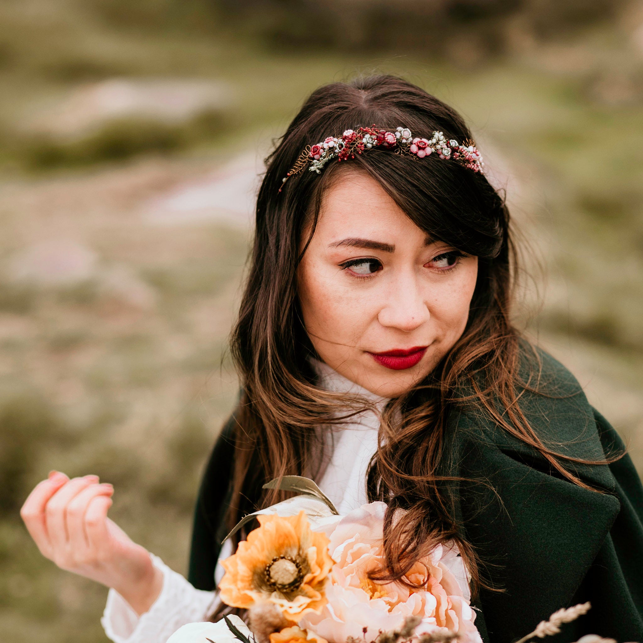 Edera headpiece handmade and in wire and beaded by Judith Brown Bridal