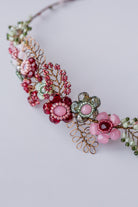 Detail of handmade beaded wedding hairvine by Judith Brown Bridal