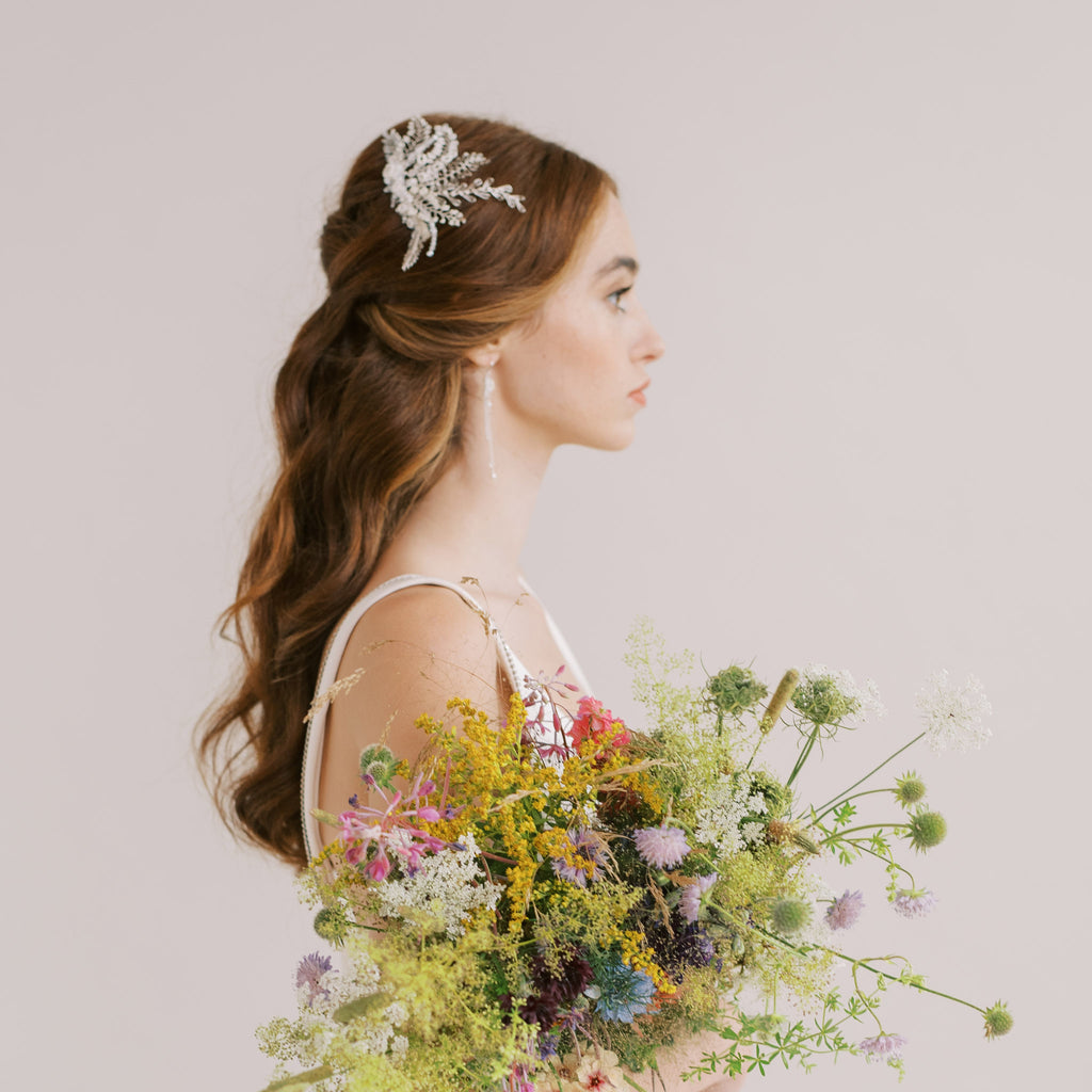 Wedding accessories inspire by wild flowers and leaves by Judith Brown Bridal in Staffordshire