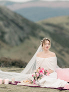 Silver wedding crown worn by a model Judith Brown Bridal