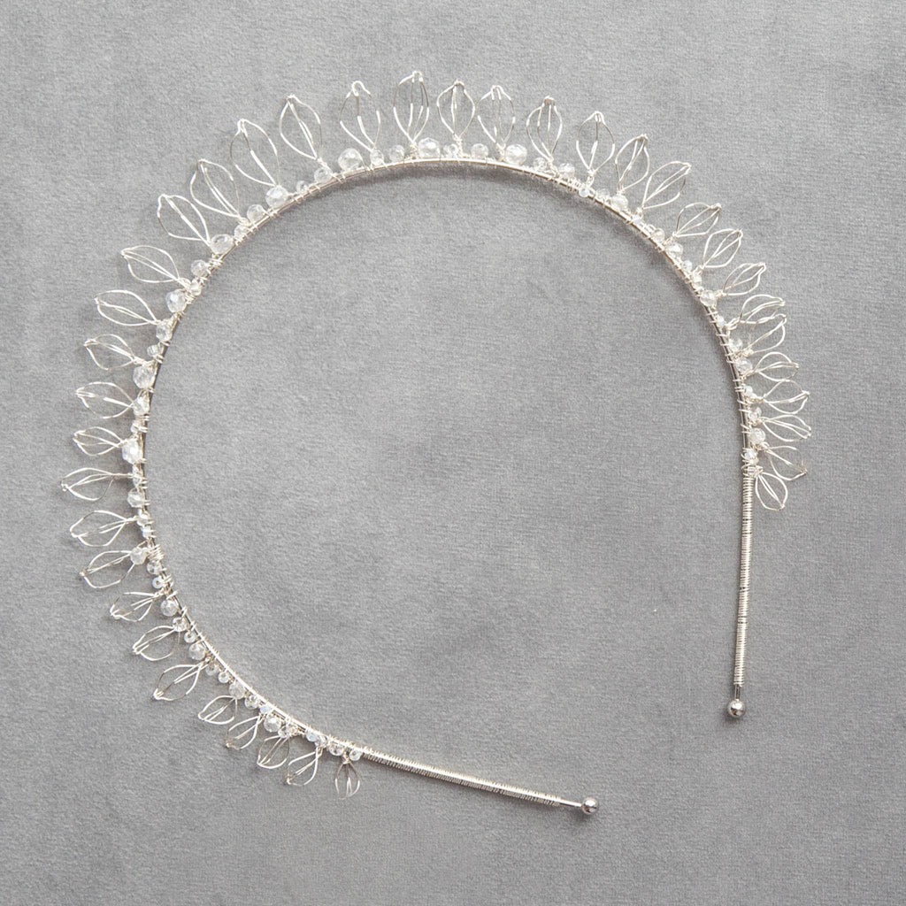 Aurora wedding headband in silver by Judith Brown Bridal