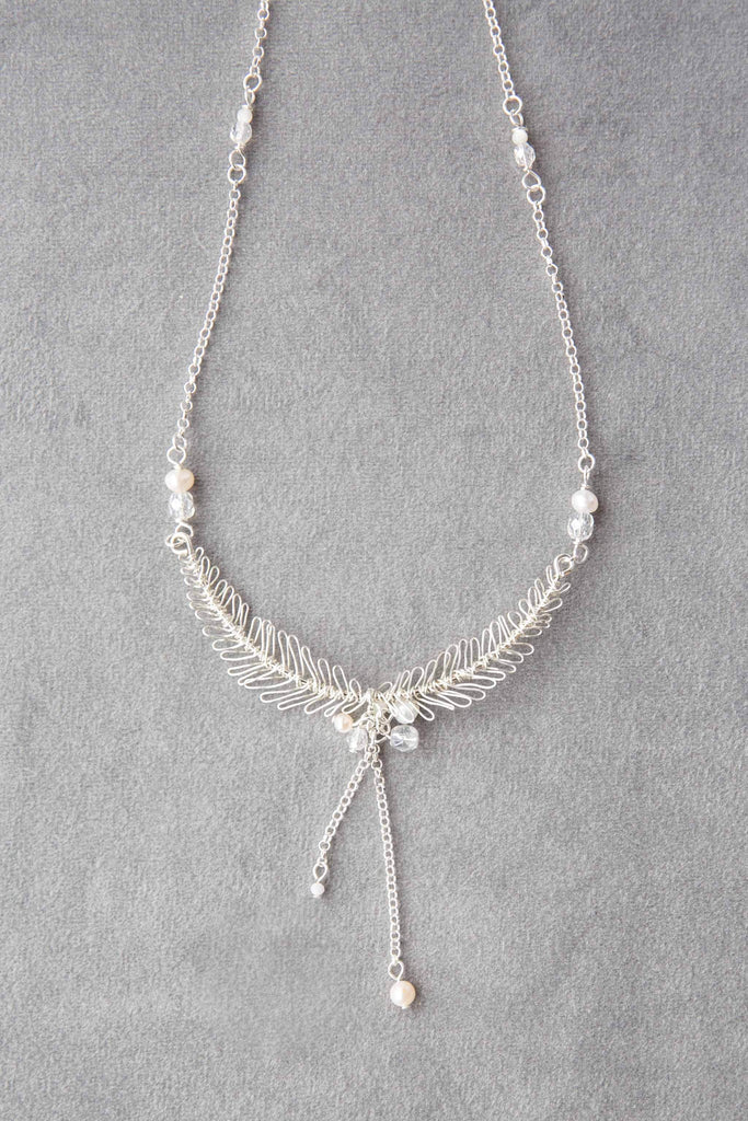 Handmade silver bridal necklace with pearls by Judith Brown Bridal