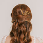 Gold leaf wedding hair pin by Judith Brown Bridal