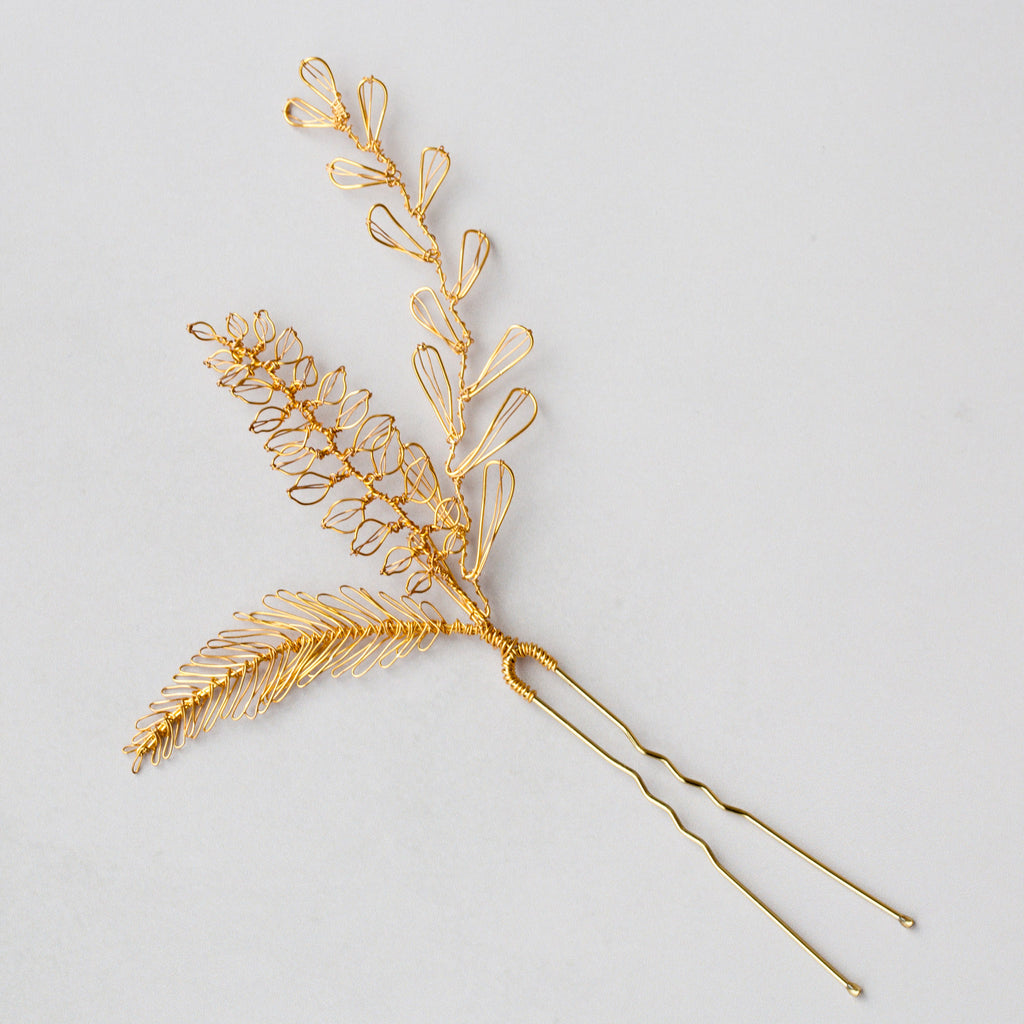 Eva hair pin in gold by Judith Brown Bridal