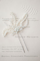 handmade Fiorenza bridal hair pin in silver and ivory with pearls by Judith Brown Bridal