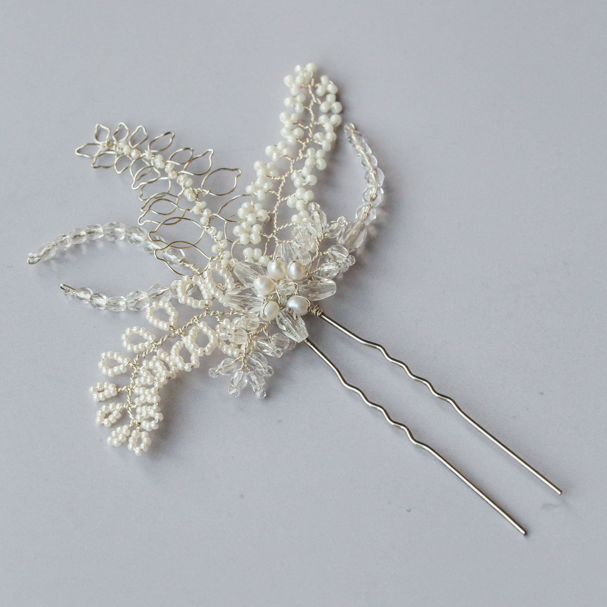 handmade wedding hairpin by Judith Brown Bridal inpsired by wildflowers