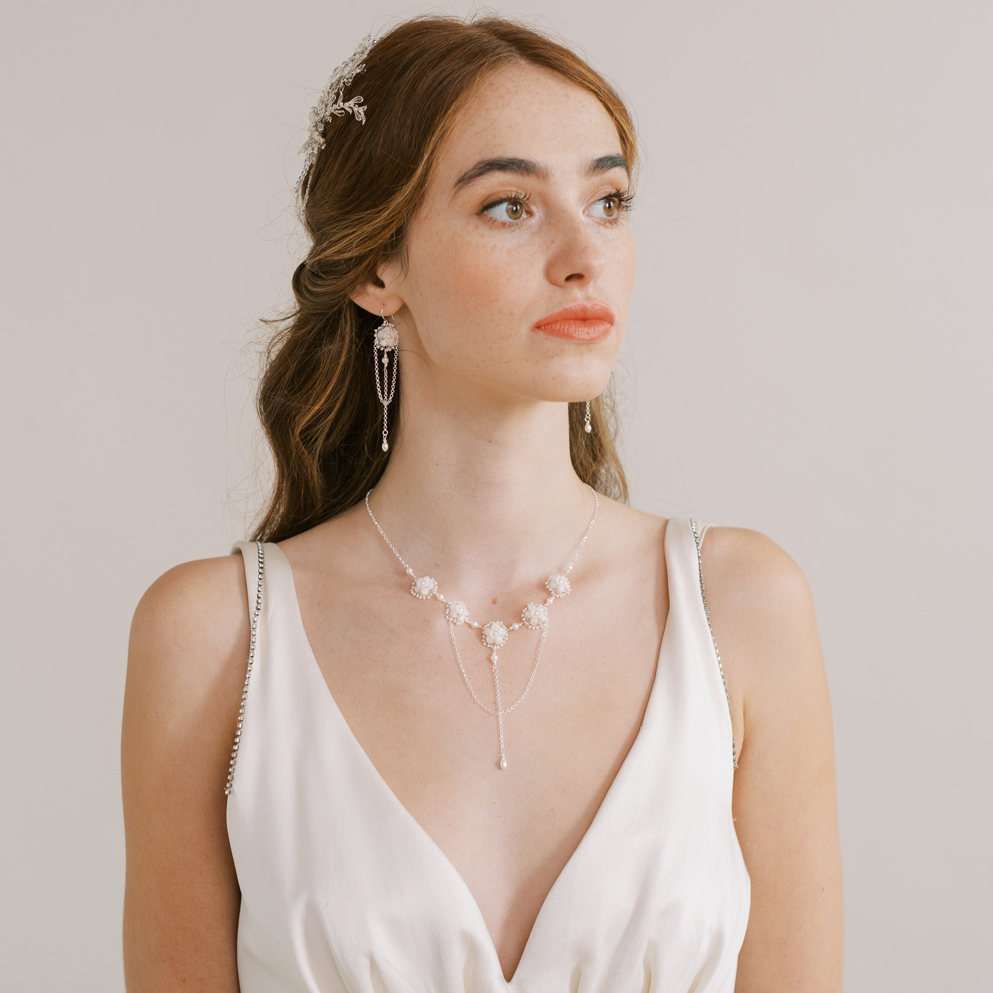 Ginevra handmade wedding jewellery designs in silver by Judith Brown Bridal