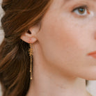 Delicate wire leaf drop earrings for brides and bridesmaids by Judith Brown Bridal