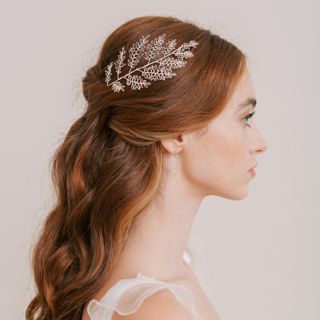 Silver leaf inspired wedding hairvine for brides and bridesmaids by Judith Brown Bridal