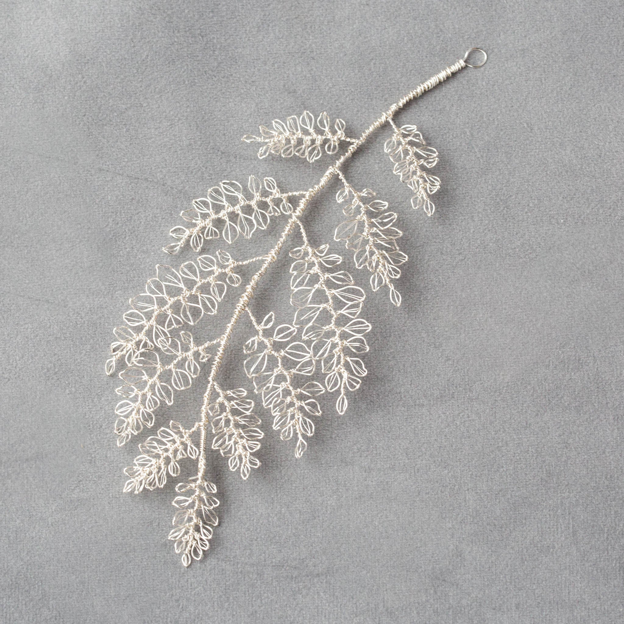 Handmade silver leaf wedding hairvine by Judith Brown Bridal