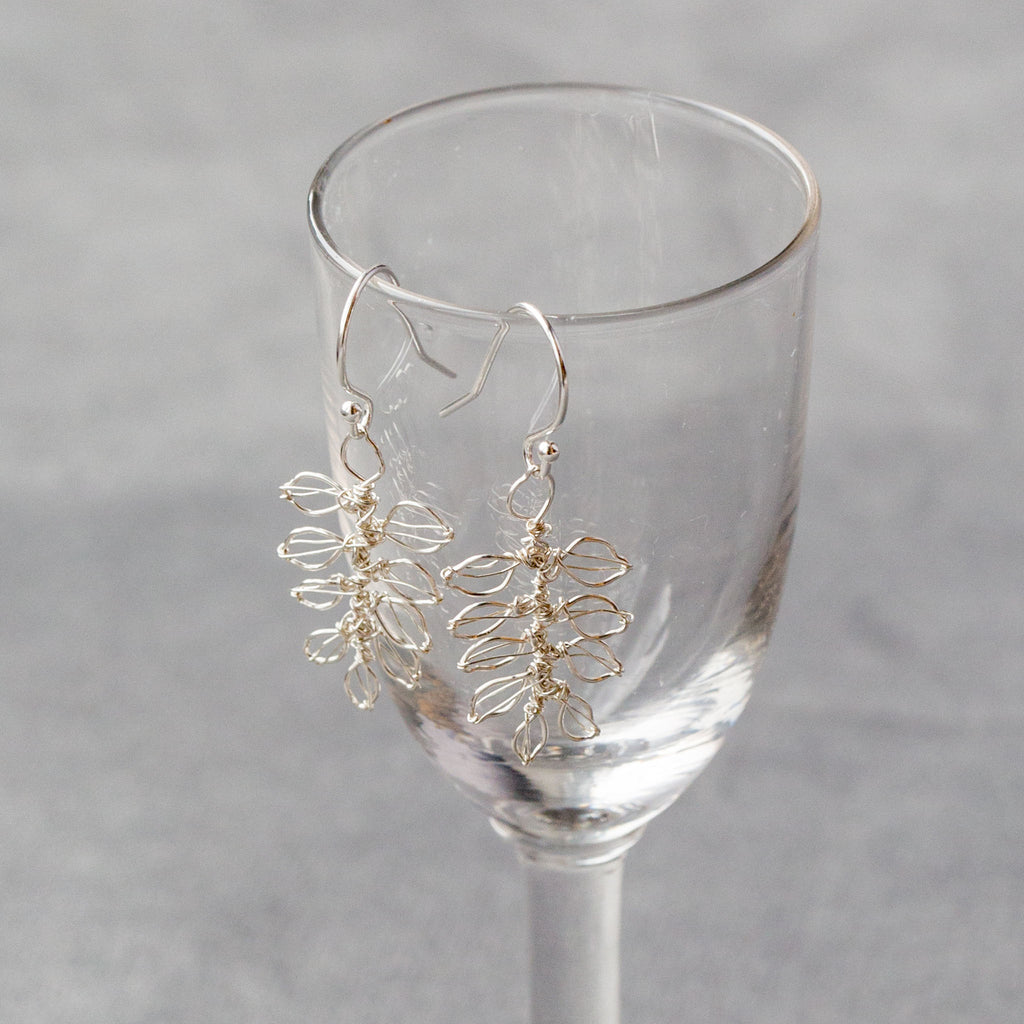 Ornella silver leaf earrings by Judith Brown Bridal
