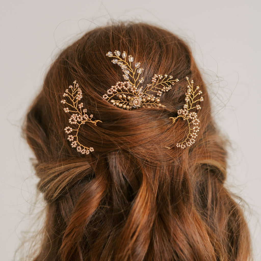 Set of Chiara and Farfalla hair pins by Judith Brown Bridal