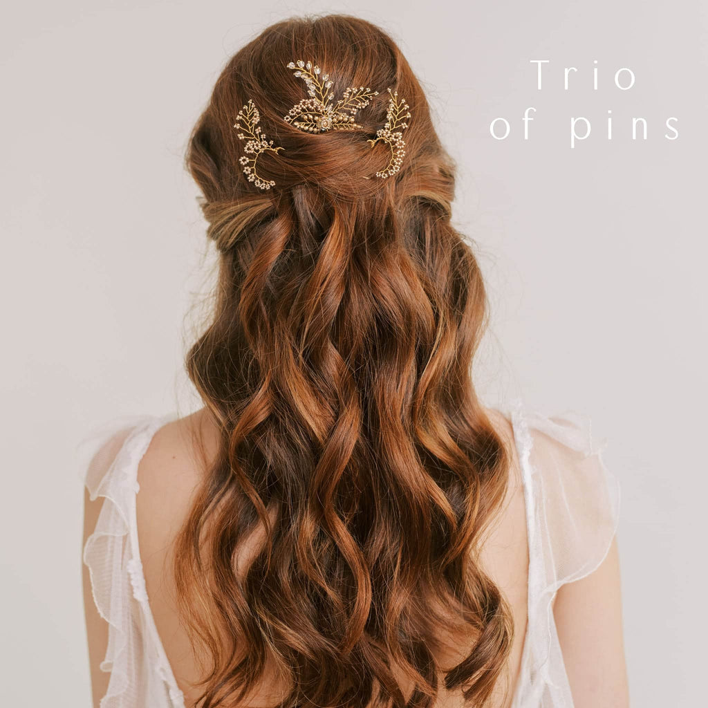 Trio of matching hair pins by Judith Brown Bridal